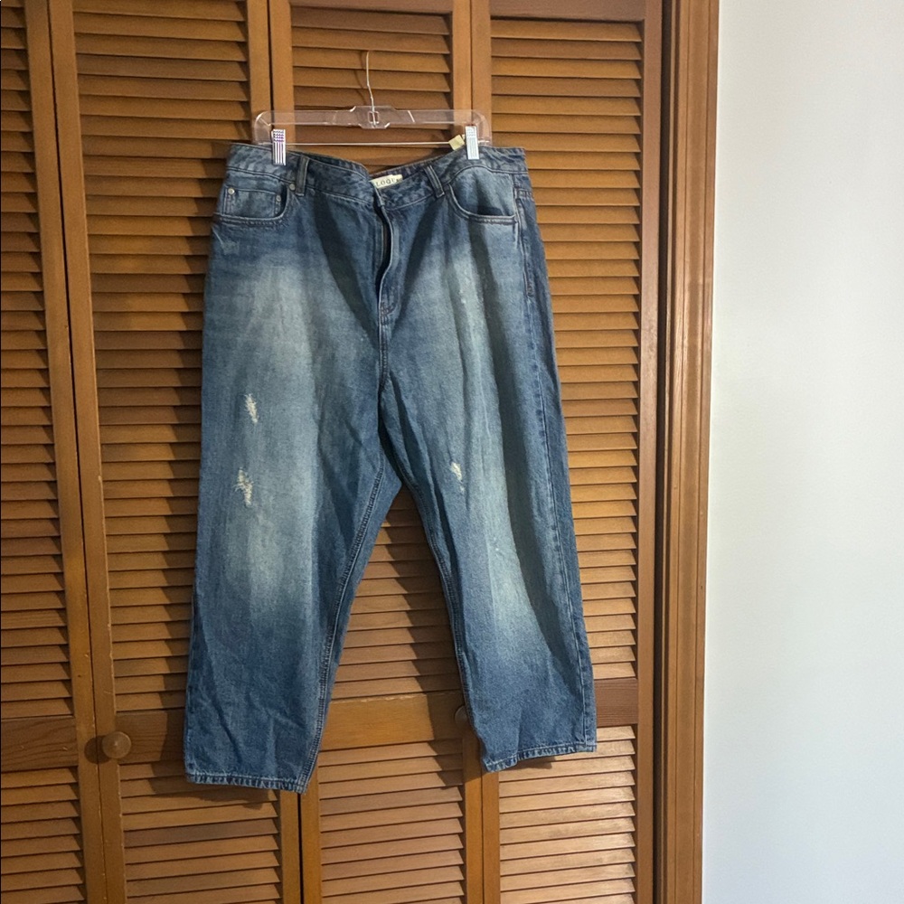 Eloquii Relaxed Fit Distressed Blue Mom Jeans